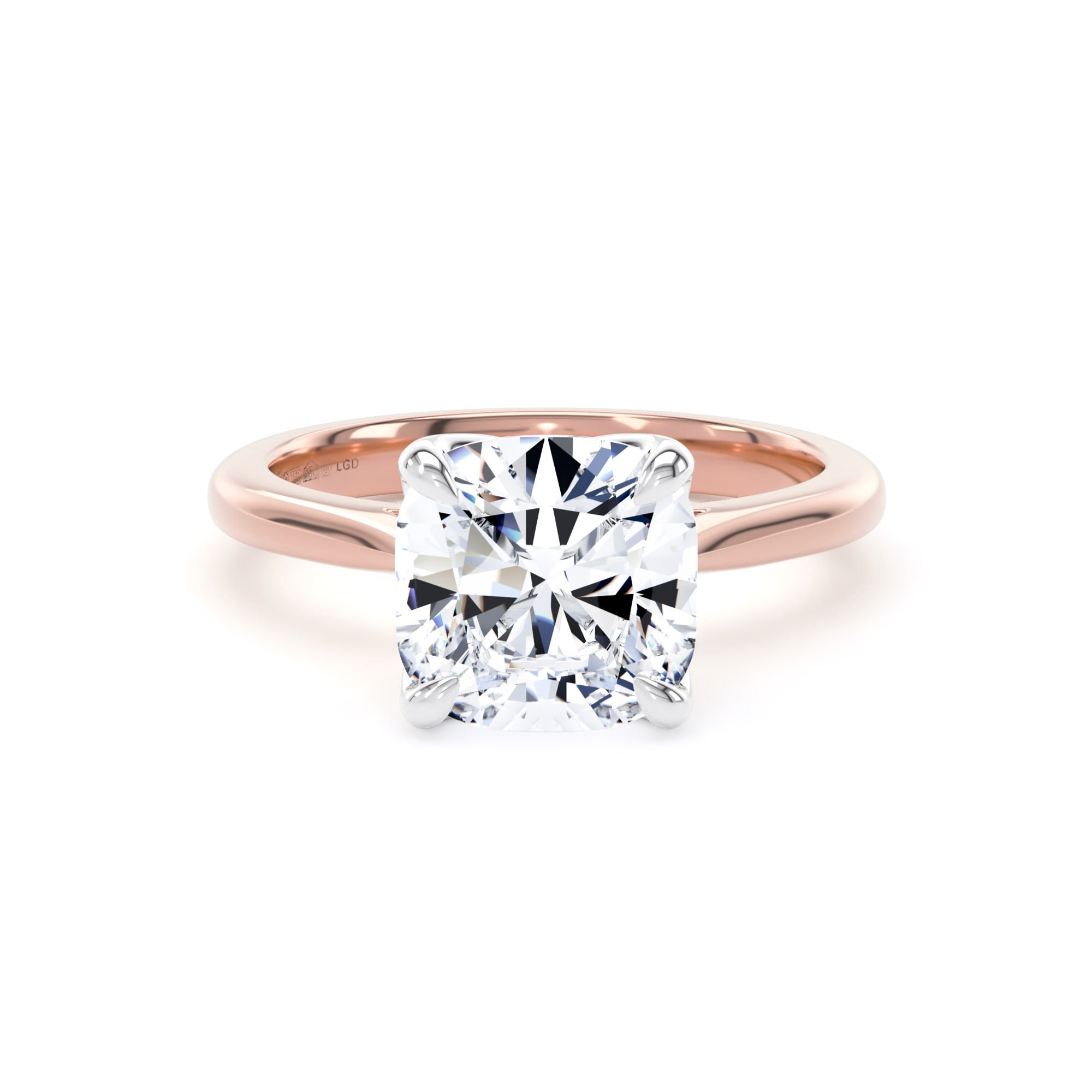 18ct Rose Gold and Platinum 3.00cttw Cushion Cut Lab Grown Diamond Solitaire Engagement Ring