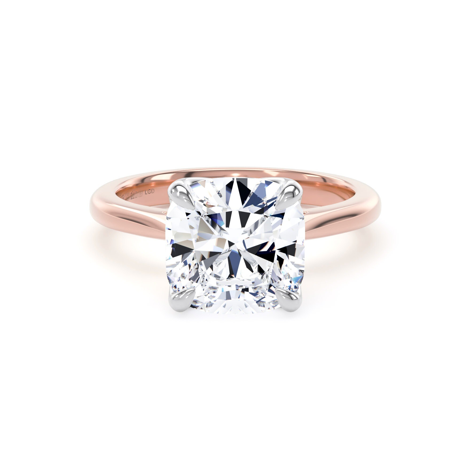 18ct Rose Gold and Platinum 4.00cttw Cushion Cut Lab Grown Diamond Solitaire Engagement Ring