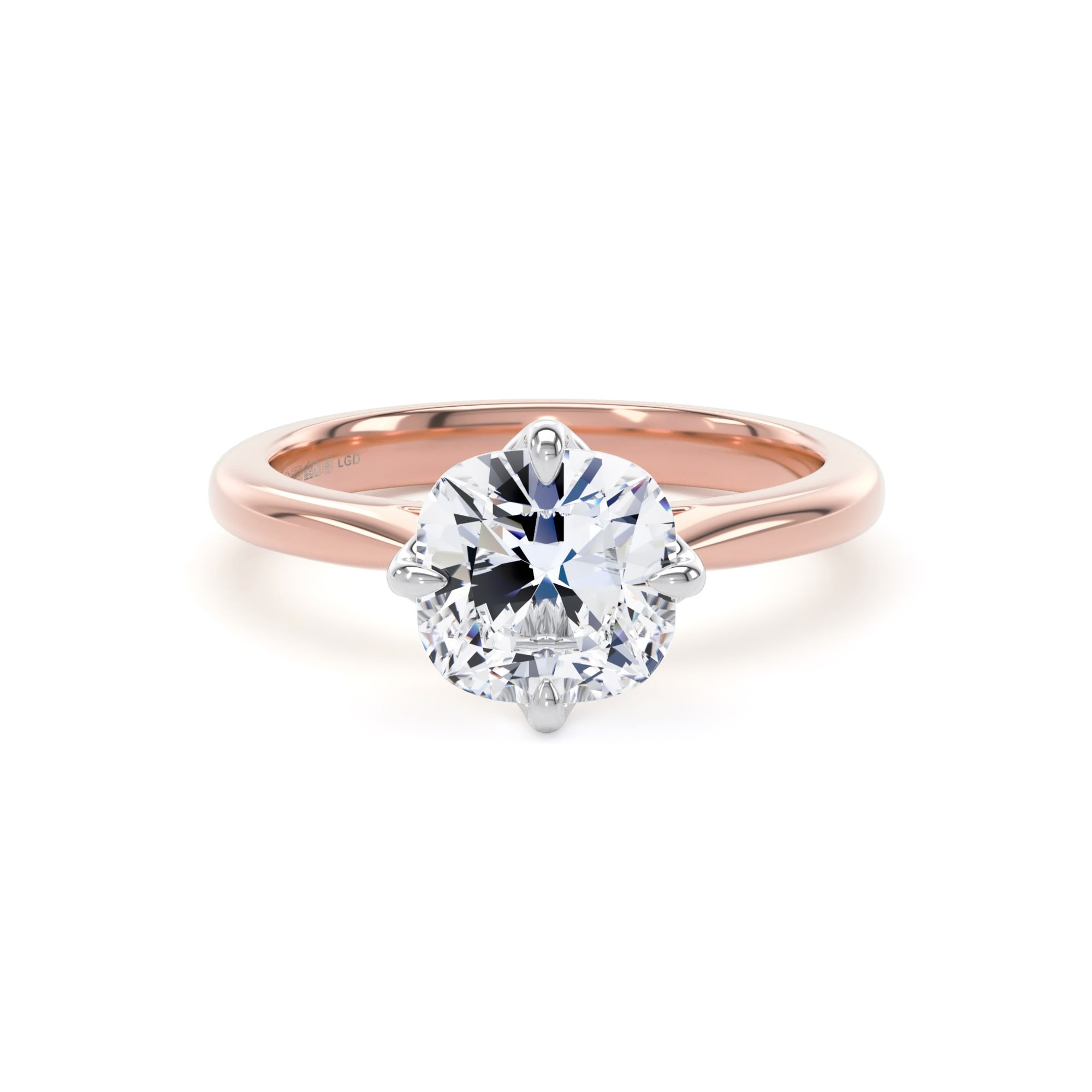 18ct Rose Gold and Platinum Compass Set 2.00cttw Cushion Cut Lab Grown Diamond Solitaire Engagement Ring