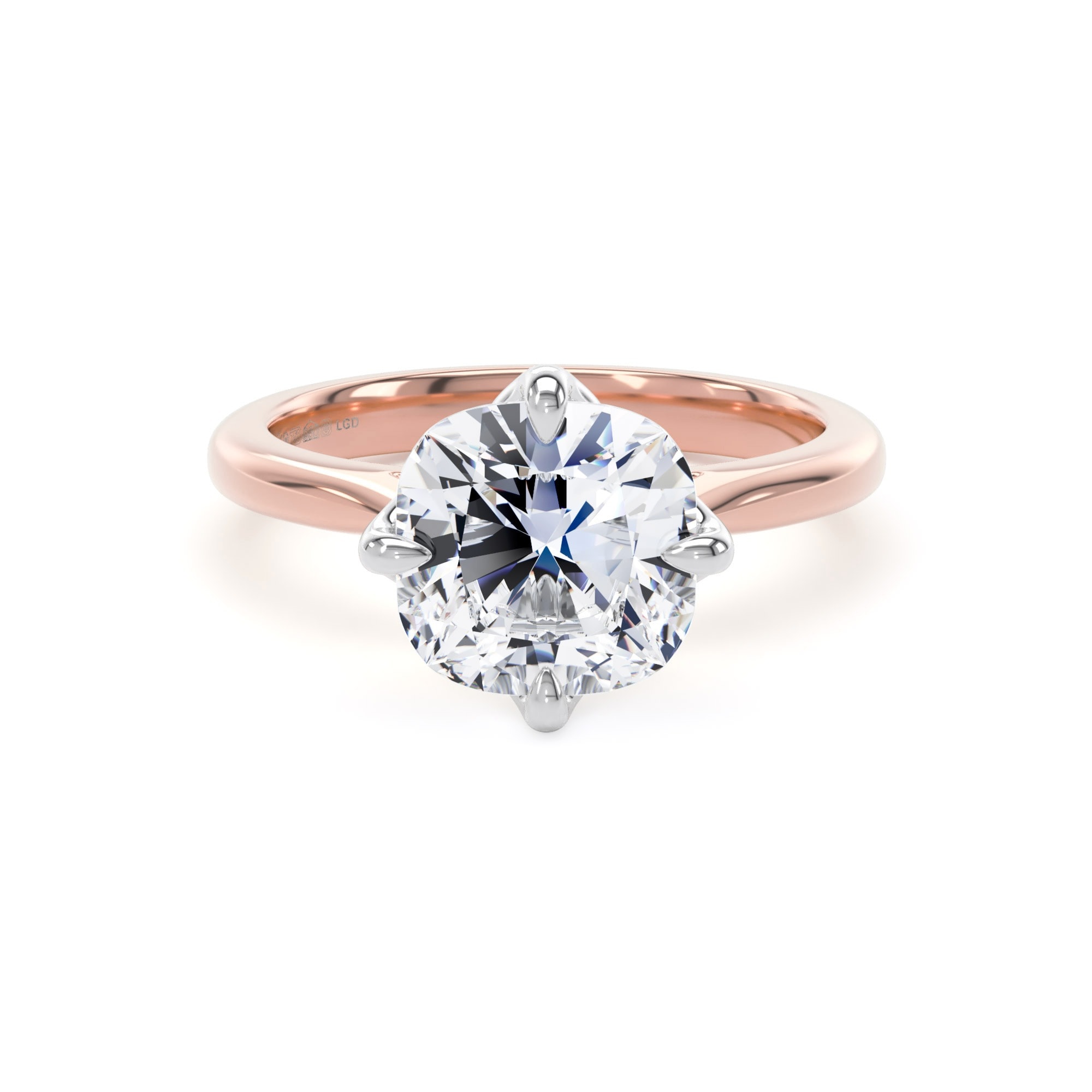 18ct Rose Gold and Platinum Compass Set 3.00cttw Cushion Cut Lab Grown Diamond Solitaire Engagement Ring