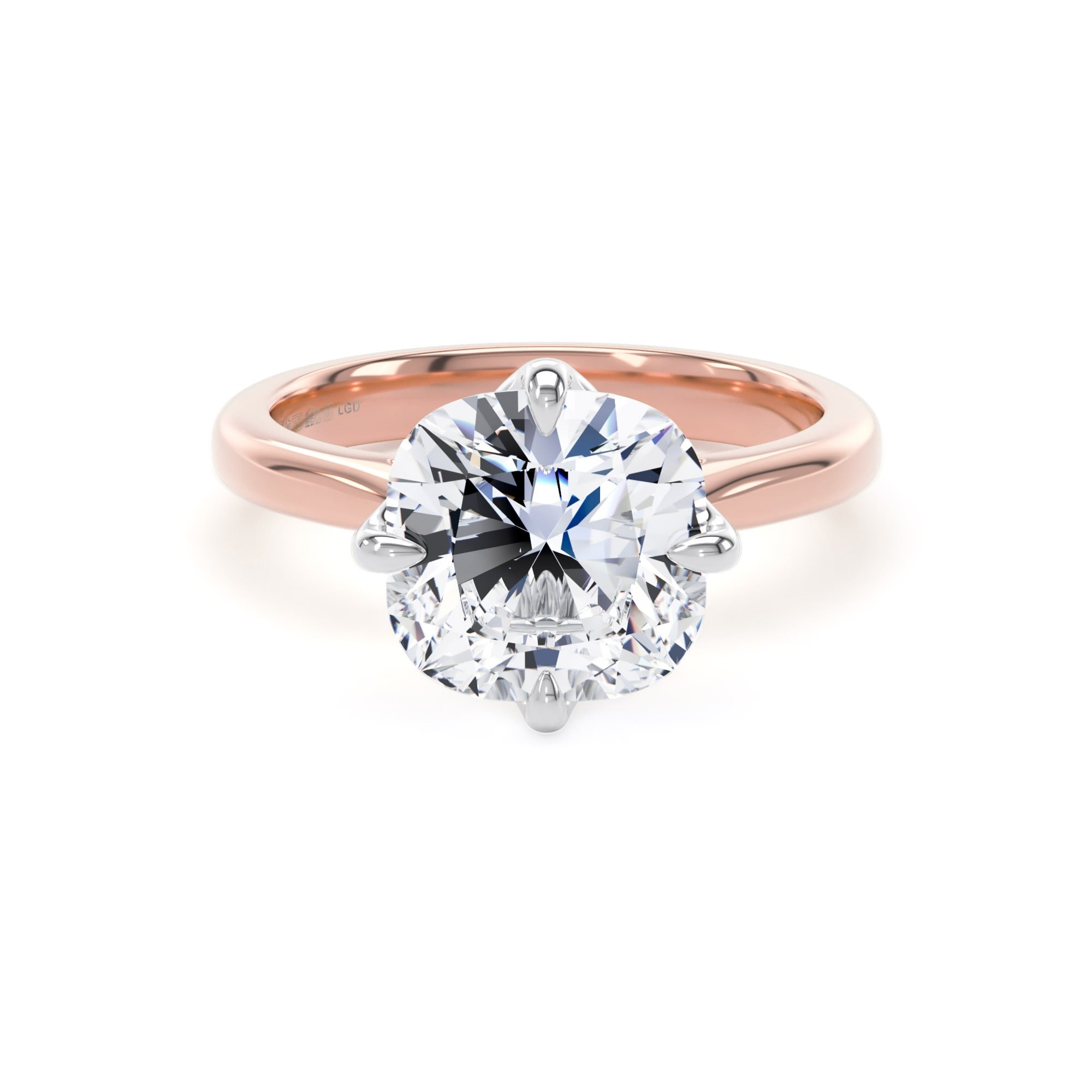 18ct Rose Gold and Platinum Compass Set 4.00cttw Cushion Cut Lab Grown Diamond Solitaire Engagement Ring