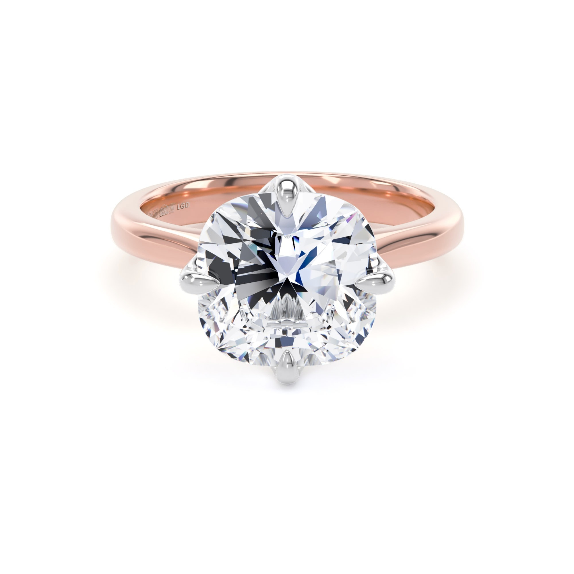 18ct Rose Gold and Platinum Compass Set 5.00cttw Cushion Cut Lab Grown Diamond Solitaire Engagement Ring