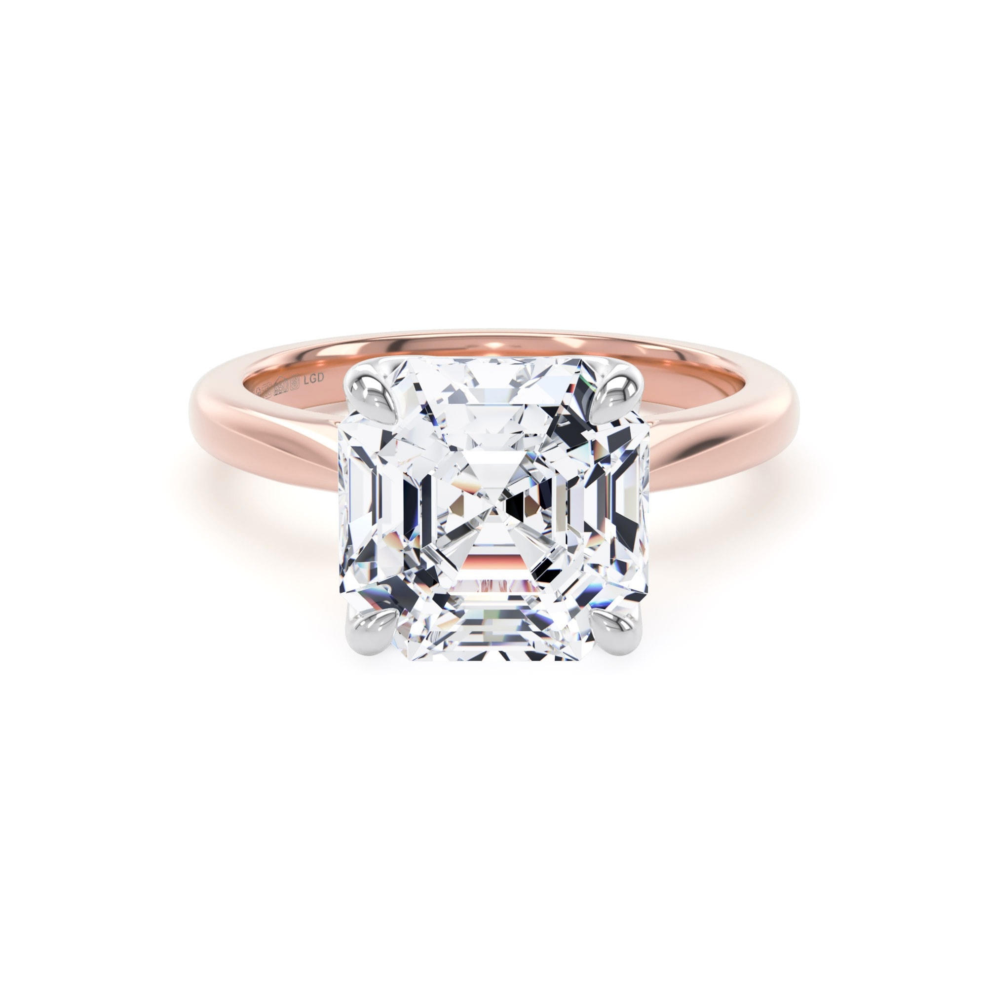 18ct Rose Gold and Platinum 5.00cttw Asscher Cut Lab Grown Diamond Solitaire Engagement Ring