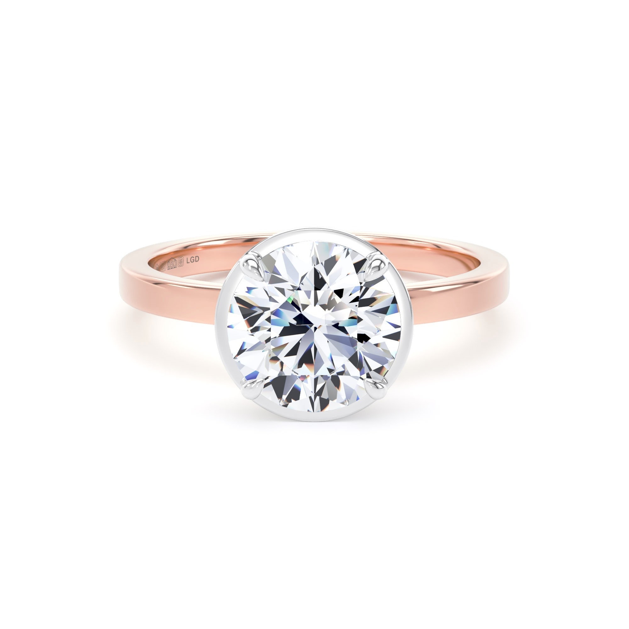 18ct Rose Gold and Platinum 2.12cttw Brilliant Cut Lab Grown Diamond Hidden Halo Solitaire Engagement Ring