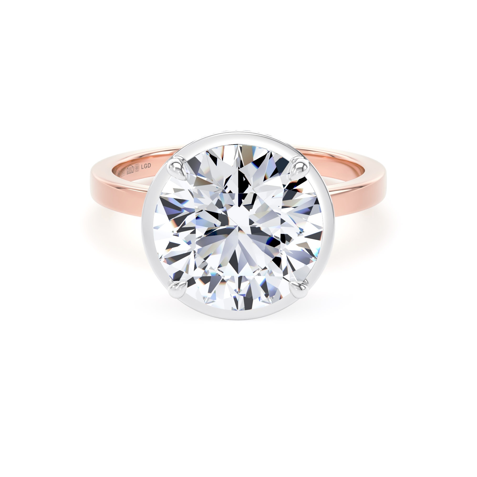 18ct Rose Gold and Platinum 4.16cttw Brilliant Cut Lab Grown Diamond Hidden Halo Solitaire Engagement Ring