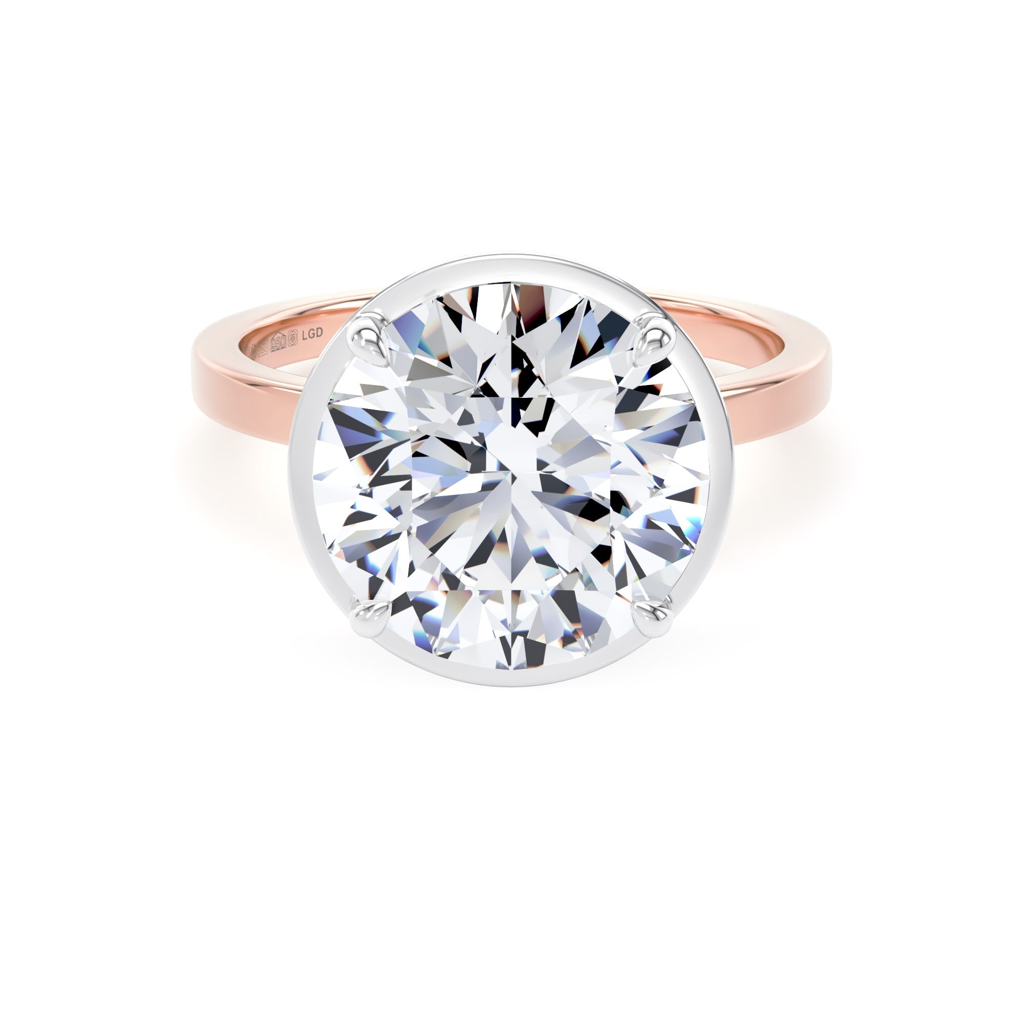 18ct Rose Gold and Platinum 5.17cttw Brilliant Cut Lab Grown Diamond Hidden Halo Solitaire Engagement Ring