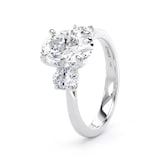 Goldsmiths Platinum 2.60cttw Oval Cut Lab Grown Diamond 3 Stone Engagement Ring - Ring Size N.5