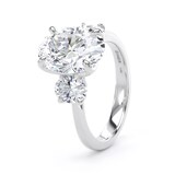 Goldsmiths Platinum 4.00cttw Oval Cut Lab Grown Diamond 3 Stone Engagement Ring - Ring Size O.5