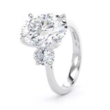 Goldsmiths Platinum 5.20cttw Oval Cut Lab Grown Diamond 3 Stone Engagement Ring - Ring Size U.5