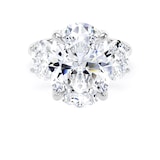 Goldsmiths Platinum 9.00cttw Oval Cut Lab Grown Diamond 3 Stone Engagement Ring - Ring Size O.5
