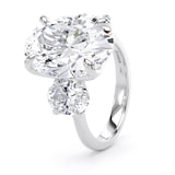 Goldsmiths Platinum 9.00cttw Oval Cut Lab Grown Diamond 3 Stone Engagement Ring - Ring Size O.5