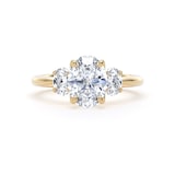 Goldsmiths 18ct Yellow Gold 2.00cttw Oval Cut Lab Grown Diamond 3 Stone Engagement Ring - Ring Size L