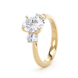 Goldsmiths 18ct Yellow Gold 2.00cttw Oval Cut Lab Grown Diamond 3 Stone Engagement Ring - Ring Size L