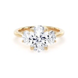 Goldsmiths 18ct Yellow Gold 2.60cttw Oval Cut Lab Grown Diamond 3 Stone Engagement Ring - Ring Size F