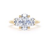 Goldsmiths 18ct Yellow Gold 2.60cttw Oval Cut Lab Grown Diamond 3 Stone Engagement Ring - Ring Size F