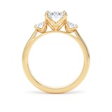 Goldsmiths 18ct Yellow Gold 2.60cttw Oval Cut Lab Grown Diamond 3 Stone Engagement Ring - Ring Size F