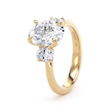 Goldsmiths 18ct Yellow Gold 2.60cttw Oval Cut Lab Grown Diamond 3 Stone Engagement Ring - Ring Size F