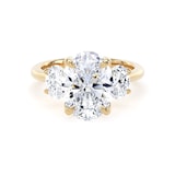 Goldsmiths 18ct Yellow Gold 4.00cttw Oval Cut Lab Grown Diamond 3 Stone Engagement Ring - Ring Size L.5