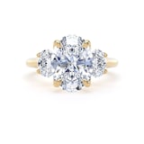 Goldsmiths 18ct Yellow Gold 4.00cttw Oval Cut Lab Grown Diamond 3 Stone Engagement Ring - Ring Size L.5
