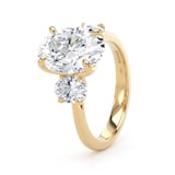 Goldsmiths 18ct Yellow Gold 4.00cttw Oval Cut Lab Grown Diamond 3 Stone Engagement Ring - Ring Size L.5
