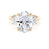 Goldsmiths 18ct Yellow Gold 5.20cttw Oval Cut Lab Grown Diamond 3 Stone Engagement Ring - Ring Size Z
