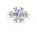 Goldsmiths 18ct Yellow Gold 5.20cttw Oval Cut Lab Grown Diamond 3 Stone Engagement Ring - Ring Size Z