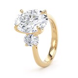 Goldsmiths 18ct Yellow Gold 5.20cttw Oval Cut Lab Grown Diamond 3 Stone Engagement Ring - Ring Size Z