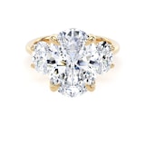 Goldsmiths 18ct Yellow Gold 6.60cttw Oval Cut Lab Grown Diamond 3 Stone Engagement Ring - Ring Size T