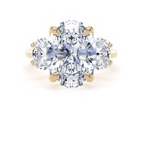 Goldsmiths 18ct Yellow Gold 6.60cttw Oval Cut Lab Grown Diamond 3 Stone Engagement Ring - Ring Size T