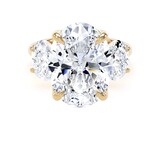 Goldsmiths 18ct Yellow Gold 9.00cttw Oval Cut Lab Grown Diamond 3 Stone Engagement Ring - Ring Size L.5