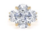 Goldsmiths 18ct Yellow Gold 9.00cttw Oval Cut Lab Grown Diamond 3 Stone Engagement Ring - Ring Size L.5