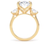 Goldsmiths 18ct Yellow Gold 9.00cttw Oval Cut Lab Grown Diamond 3 Stone Engagement Ring - Ring Size L.5