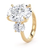 Goldsmiths 18ct Yellow Gold 9.00cttw Oval Cut Lab Grown Diamond 3 Stone Engagement Ring - Ring Size L.5