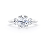Goldsmiths 18ct White Gold 2.00cttw Oval Cut Lab Grown Diamond 3 Stone Engagement Ring - Ring Size O.5