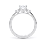 Goldsmiths 18ct White Gold 2.00cttw Oval Cut Lab Grown Diamond 3 Stone Engagement Ring - Ring Size O.5