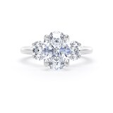 Goldsmiths 18ct White Gold 2.60cttw Oval Cut Lab Grown Diamond 3 Stone Engagement Ring - Ring Size S.5