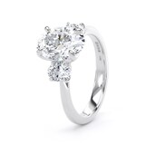 Goldsmiths 18ct White Gold 2.60cttw Oval Cut Lab Grown Diamond 3 Stone Engagement Ring - Ring Size S.5