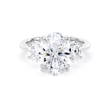 Goldsmiths 18ct White Gold 4.00cttw Oval Cut Lab Grown Diamond 3 Stone Engagement Ring - Ring Size L.5