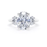 Goldsmiths 18ct White Gold 4.00cttw Oval Cut Lab Grown Diamond 3 Stone Engagement Ring - Ring Size L.5