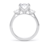 Goldsmiths 18ct White Gold 4.00cttw Oval Cut Lab Grown Diamond 3 Stone Engagement Ring - Ring Size L.5