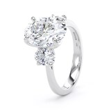 Goldsmiths 18ct White Gold 4.00cttw Oval Cut Lab Grown Diamond 3 Stone Engagement Ring - Ring Size L.5