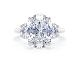 Goldsmiths 18ct White Gold 5.20cttw Oval Cut Lab Grown Diamond 3 Stone Engagement Ring - Ring Size K.5