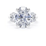 Goldsmiths 18ct White Gold 6.60cttw Oval Cut Lab Grown Diamond 3 Stone Engagement Ring - Ring Size N.5