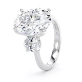 Goldsmiths 18ct White Gold 6.60cttw Oval Cut Lab Grown Diamond 3 Stone Engagement Ring - Ring Size N.5