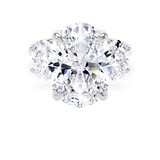Goldsmiths 18ct White Gold 9.00cttw Oval Cut Lab Grown Diamond 3 Stone Engagement Ring - Ring Size J.5