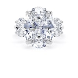 Goldsmiths 18ct White Gold 9.00cttw Oval Cut Lab Grown Diamond 3 Stone Engagement Ring - Ring Size J.5