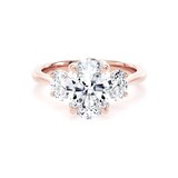 Goldsmiths 18ct Rose Gold 2.60cttw Oval Cut Lab Grown Diamond 3 Stone Engagement Ring - Ring Size G.5