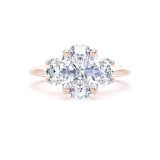 Goldsmiths 18ct Rose Gold 2.60cttw Oval Cut Lab Grown Diamond 3 Stone Engagement Ring - Ring Size G.5