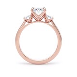 Goldsmiths 18ct Rose Gold 2.60cttw Oval Cut Lab Grown Diamond 3 Stone Engagement Ring - Ring Size G.5