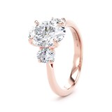 Goldsmiths 18ct Rose Gold 2.60cttw Oval Cut Lab Grown Diamond 3 Stone Engagement Ring - Ring Size G.5